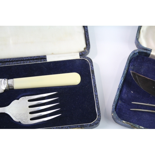 455 - Vintage Silver Plate Cutlery Sets, Fish Service & Forked Knife 1895G X 2