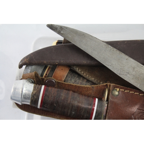 459 - Six Assorted Hunting Knives Inc Vintage, Leather Cased, Horn Handles, Etc