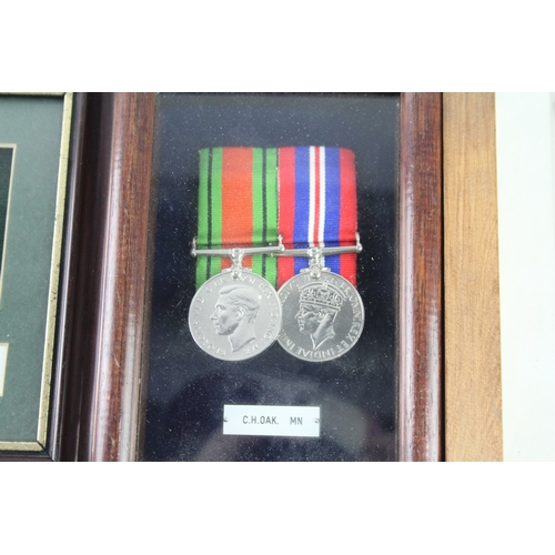 473 - Framed Badges & Medals Inc Ww2 German Mothers Cross, War & Defence Medals Etc X4