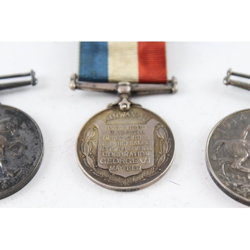 536 - WWI War & 1937 Coronation Medals, War 43313 Pte Denholm R Scots & Pte Ray Hamps