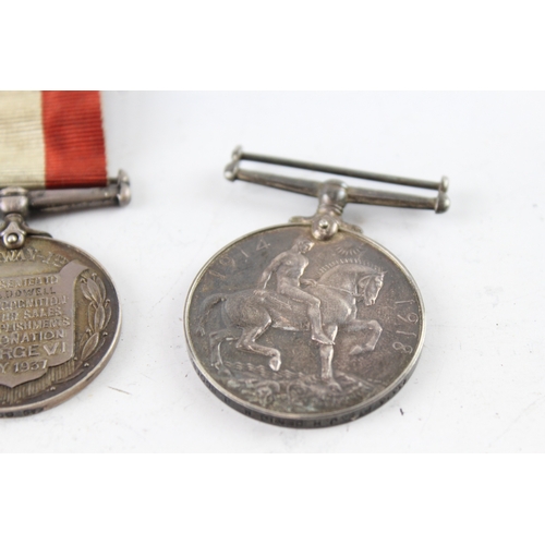 536 - WWI War & 1937 Coronation Medals, War 43313 Pte Denholm R Scots & Pte Ray Hamps