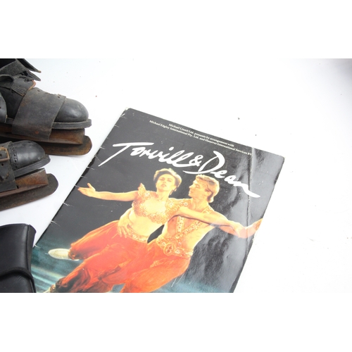 576 - Vintage Torvill & Dean Book with Vintage & Antique Ice Skates