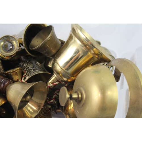 603 - Collection Of Brass Bells to include desk bells and hand bells.