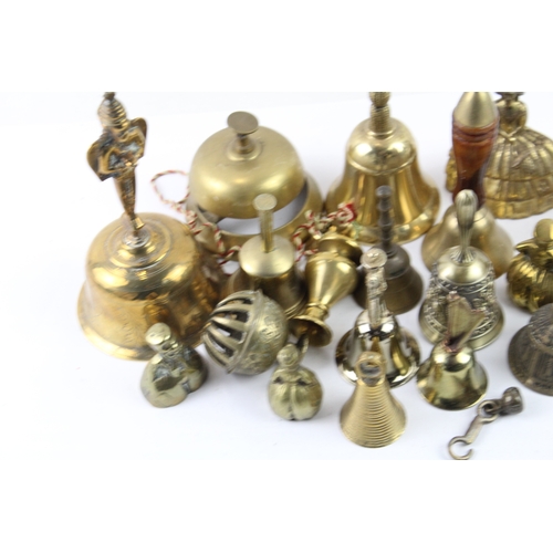 603 - Collection Of Brass Bells to include desk bells and hand bells.