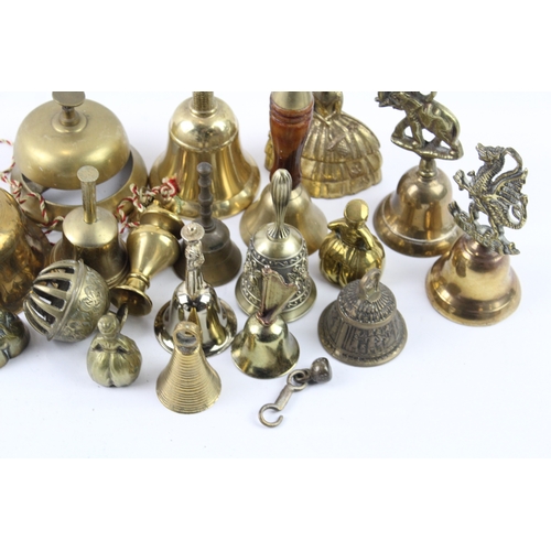 603 - Collection Of Brass Bells to include desk bells and hand bells.