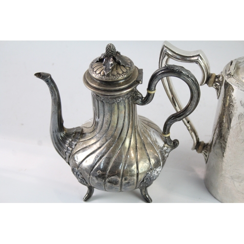 604 - Vintage Silver Plate Teapots Of Various Size And Style X 4 2700G