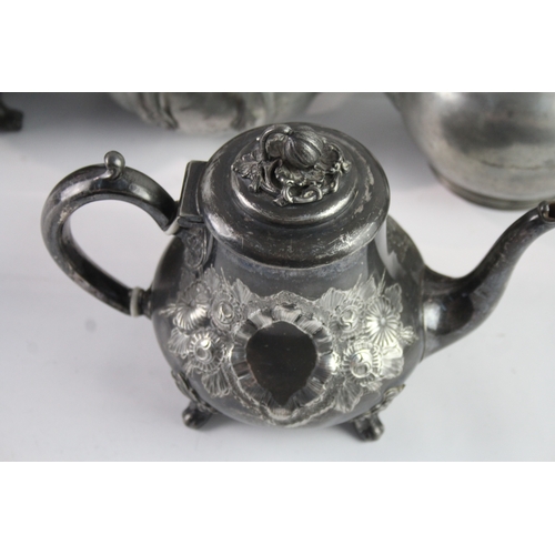 607 - Teapots Of Various Styles And Sizes Inc Melon Shaped, Floral Detail…