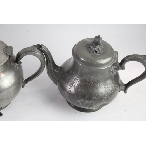 607 - Teapots Of Various Styles And Sizes Inc Melon Shaped, Floral Detail…