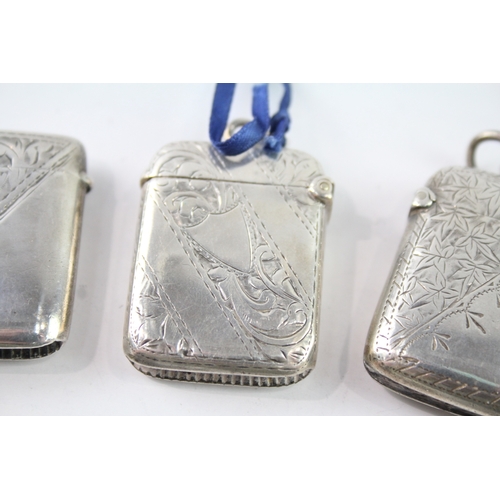 630 - 3 X Antique Hallmarked .925 Sterling Silver Vesta / Match Cases (52G)