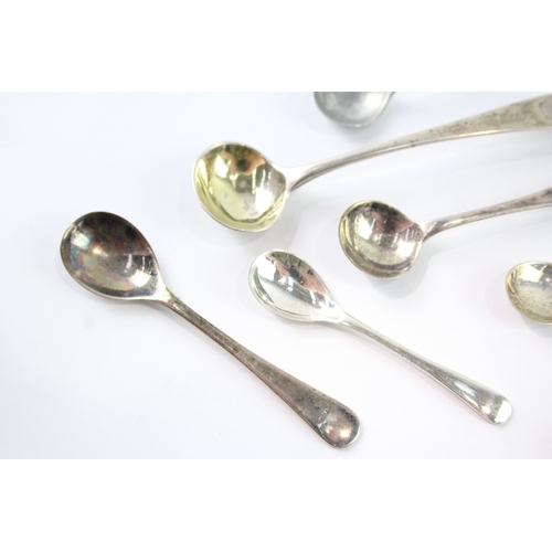 635 - 9 X Antique / Vintage .925 Sterling Silver Condiment Spoons Inc Georgian (49G)