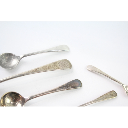 635 - 9 X Antique / Vintage .925 Sterling Silver Condiment Spoons Inc Georgian (49G)