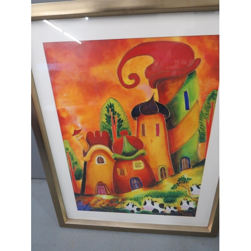 343 - Large whimsical castle wall art picture