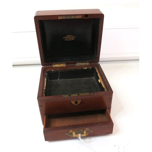 223 - Antique Rosewood Homeopathic medicine box with pull out drawer & brass fittings. 