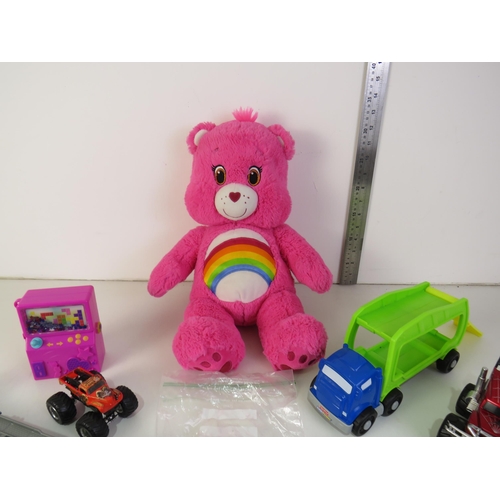 198 - Job lot of cars, toys, care bear