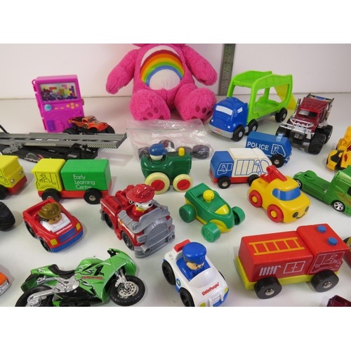 198 - Job lot of cars, toys, care bear