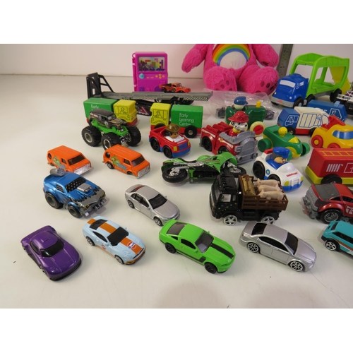 198 - Job lot of cars, toys, care bear