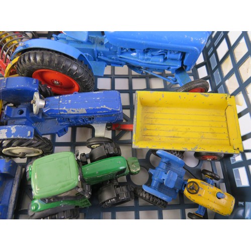 273 - Diecast includes tractors, farm machinery, Corgi Land Rover rescue pickups etc.