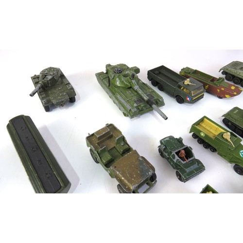 276 - Military diecast to include Dinky Toys, Tanks, Artillery field guns etc.