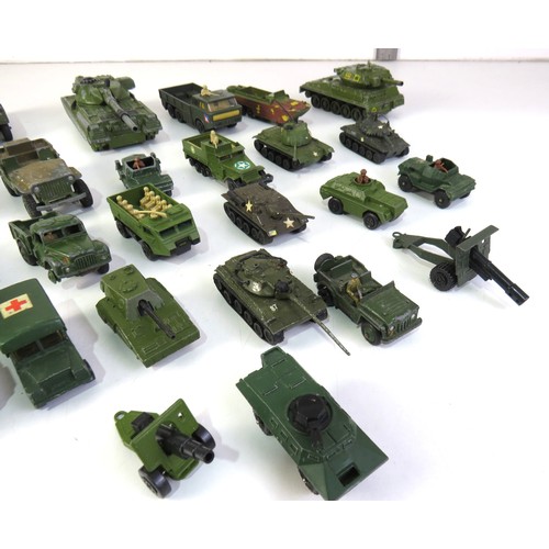 276 - Military diecast to include Dinky Toys, Tanks, Artillery field guns etc.