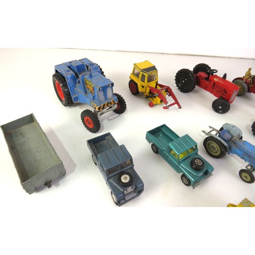 278 - Vintage playworn diecast tractors and vehicles, Triang, Dinky, Corgi etc.