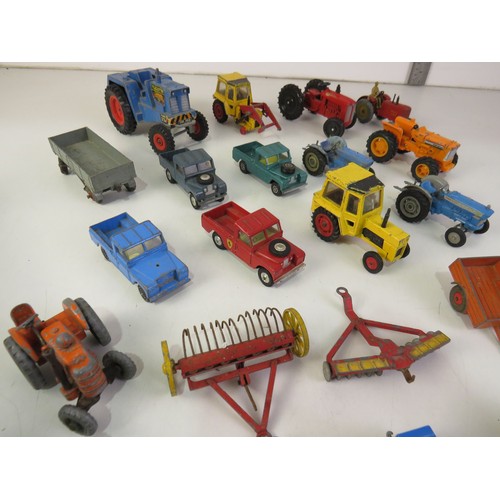 278 - Vintage playworn diecast tractors and vehicles, Triang, Dinky, Corgi etc.