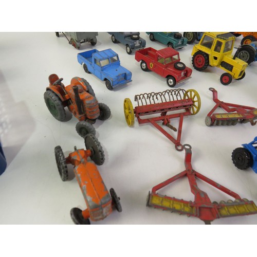 278 - Vintage playworn diecast tractors and vehicles, Triang, Dinky, Corgi etc.