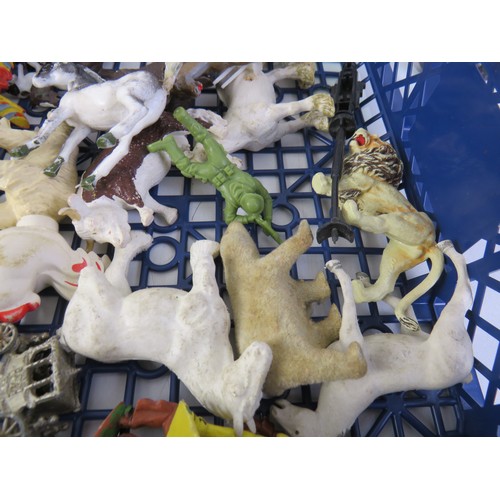 294 - Vintage assorted plastic toys includes animals, figures etc.