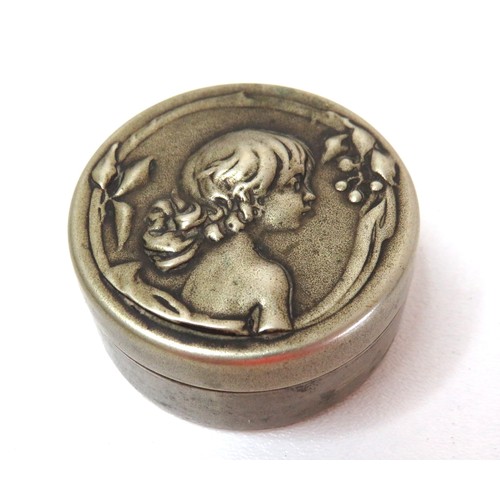 286 - Vintage detailed silver tone & faux turquoise pill box and Art Nouveau EPNS Pill box.