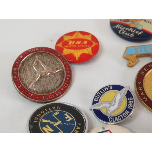 15 - 20 Badges to include BSA, Mobil Oil, Robertsons, Butlins, RCN etc