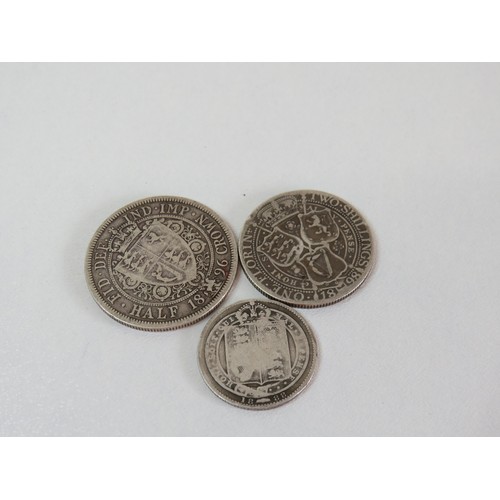 20 - Three silver victorian coins including 1896 half crown