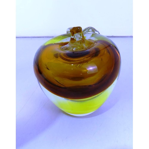 231 - Murano glass light paperweight, antique gold fruit bowl  and hand painted charles, diane vase