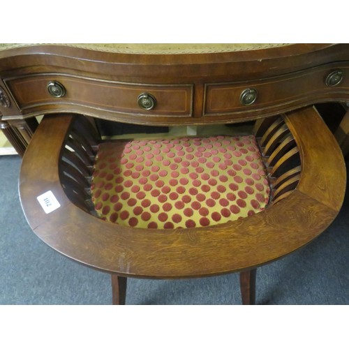 402 - Regency style serpentine front leather top writing desk and chair