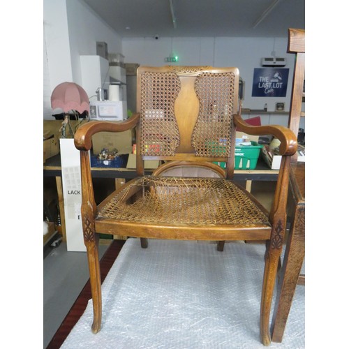 396 - Two antique chairs includes woven cane seat and back panel