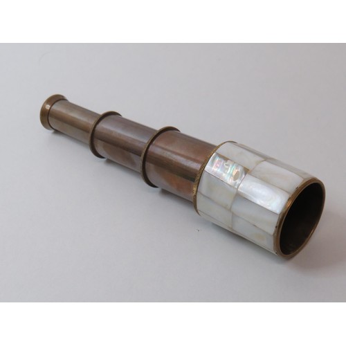 235 - Mother of Pearl three draw telescope