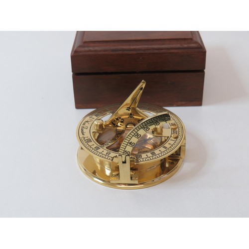 235A - Boxed brass sundial compass