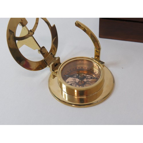 235A - Boxed brass sundial compass