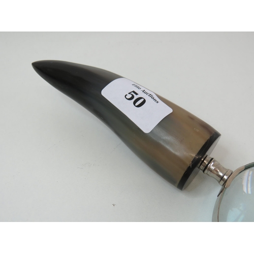 50 - Large horn handle magnifying glass