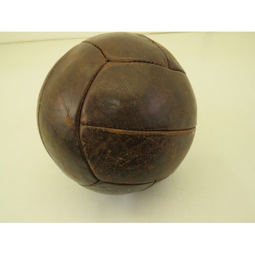 120 - Vintage leather football and wooden rattle