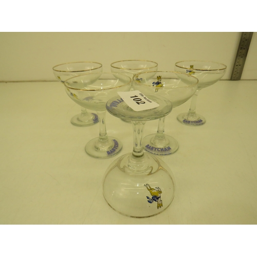 102 - Six Babycham glasses