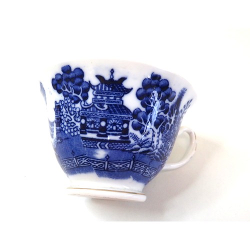 65 - Antique Heathcote China Blue & White transfer willow pattern  