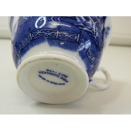 65 - Antique Heathcote China Blue & White transfer willow pattern  