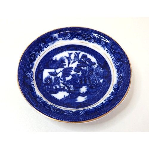 65 - Antique Heathcote China Blue & White transfer willow pattern  