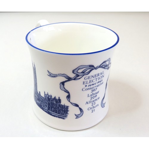 67 - Coalport mug commemorating Margaret Thatcher's 1983 election win.