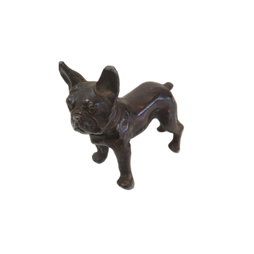 91 - Antique bronze/copper French Bulldog sculpture H4cm x L5cms