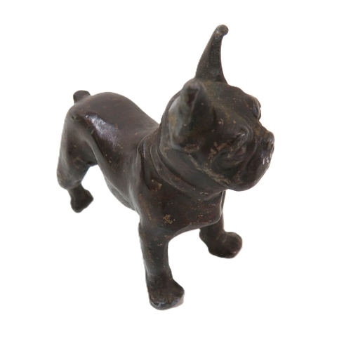 91 - Antique bronze/copper French Bulldog sculpture H4cm x L5cms