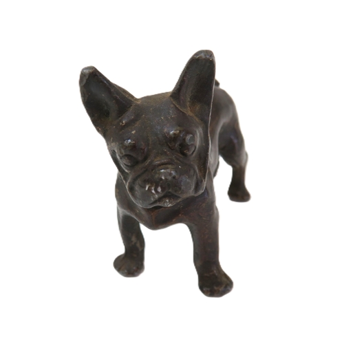 91 - Antique bronze/copper French Bulldog sculpture H4cm x L5cms