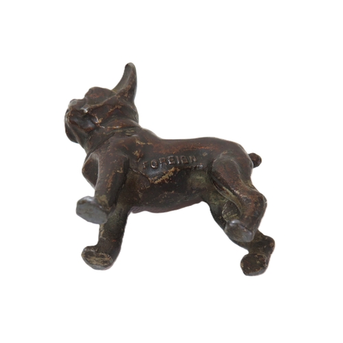 91 - Antique bronze/copper French Bulldog sculpture H4cm x L5cms