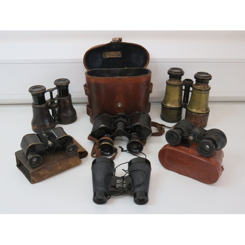 93 - Six pairs of vintage & Antique binoculars to include - Antique C.P Goerz Germany, Deraisme Paris, WW... 