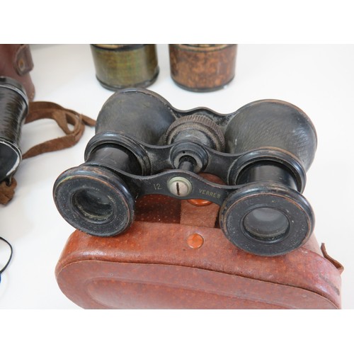 93 - Six pairs of vintage & Antique binoculars to include - Antique C.P Goerz Germany, Deraisme Paris, WW... 