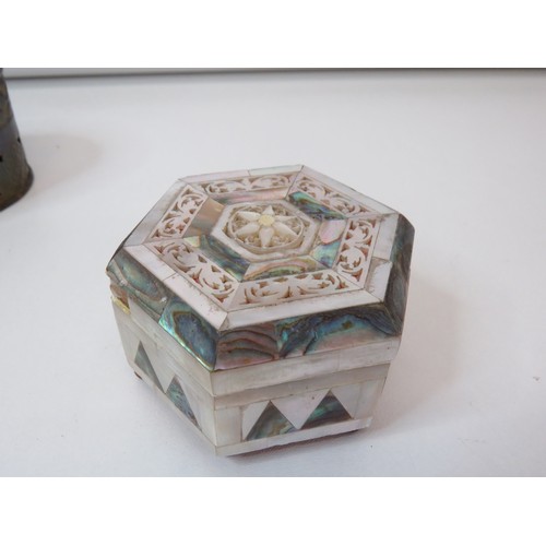 95 - Six vintage & antique trinket boxes includes Art Deco, Mother of Pearl and Oriental.